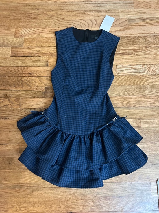 Zara Dresses & Skirts - Zara Navy Plaid Tiered Ruffle Dress